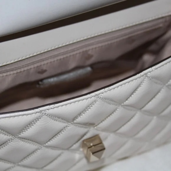 Kate Spade Quilted Crinkled Patent Leather Medium Flap Shoulder Bag, Parchment - Picture 8 of 8